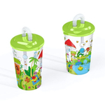 Стакан детский с трубочкой и декором "лесная сказка" 400 мл (зеленый)