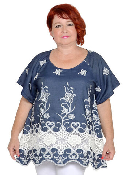 Туника джинсовая с вышивкой Ажур
