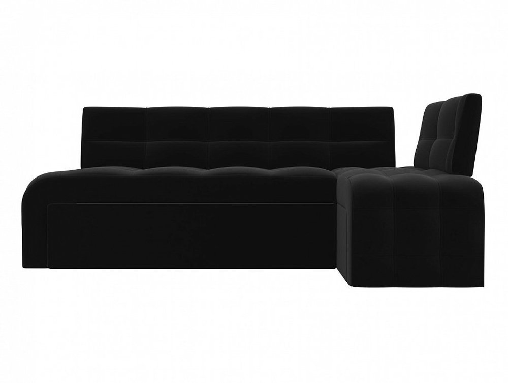Диван кухонный угловой Люксор правый угол, Черный, Микровельвет, 28601