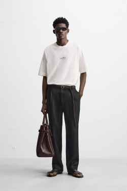 ZARA ФУТБОЛКА С ГРАФИЧЕСКИМ ПРИНТОМ, БЕЛЫЙ