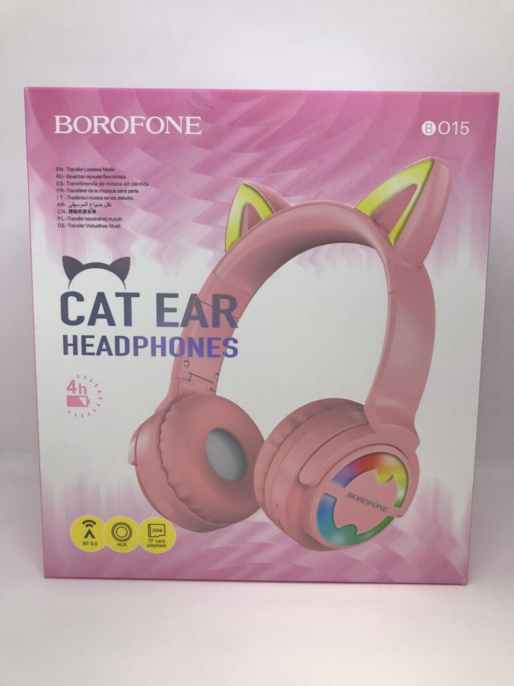 Полноразмерные Bluetooth наушники BOROFONE BO15 с ушками (розовый)