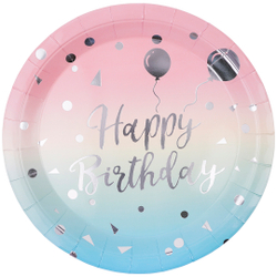 Тарелки (9''/23 см) Невесомый ДР, Радужный/Серебро, Металлик, 6 шт., 6231420