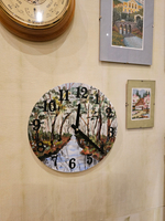 Часы настенные с ручной авторской картиной акрилом "Лесной ручей" круглые 25см