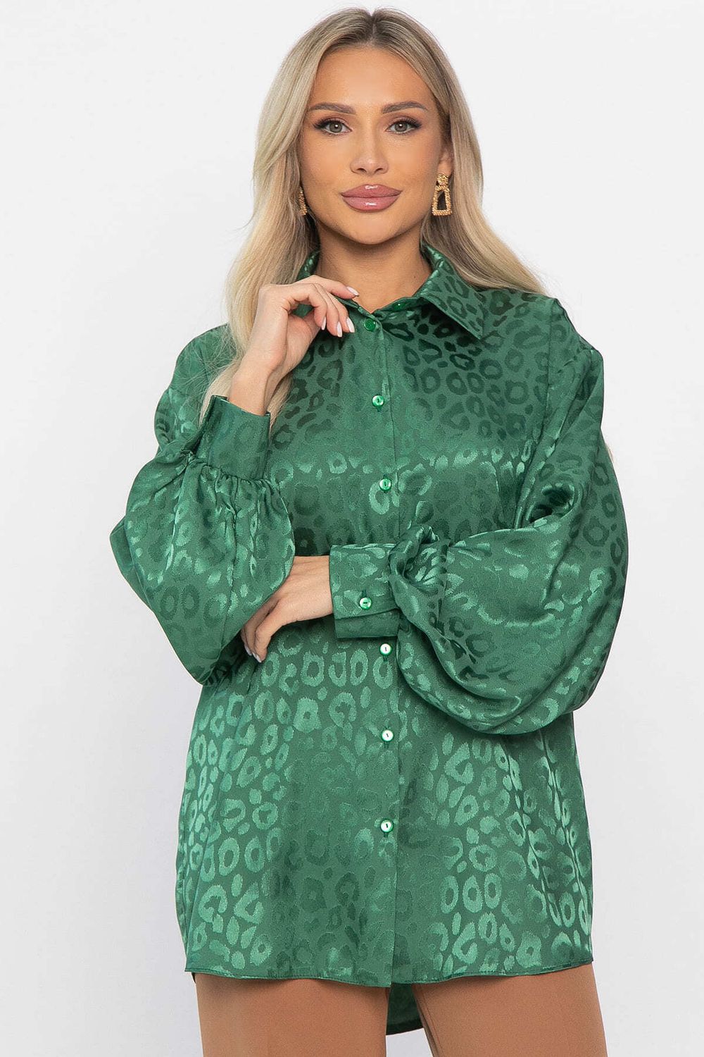 Рубашка атласная Все мысли о тебе (зеленая) Б14504-7М LT Collection