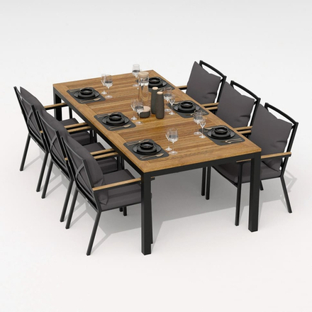 Обеденная группа  ТЕЛЛА ФЕСТА плюс каркас карбон / стол тик 200 / ткань антрацит