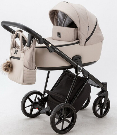 Детская коляска Adamex Porto 2 в 1 PO-PS65 (СВ.БЕЖ.ТК+ СВ.БЕЖ.КОЖА)