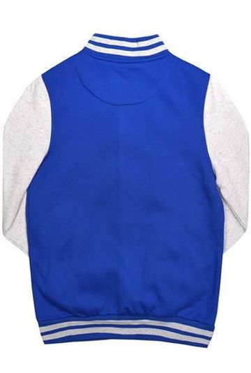 Куртка бомбер синий со светло-серыми рукавами