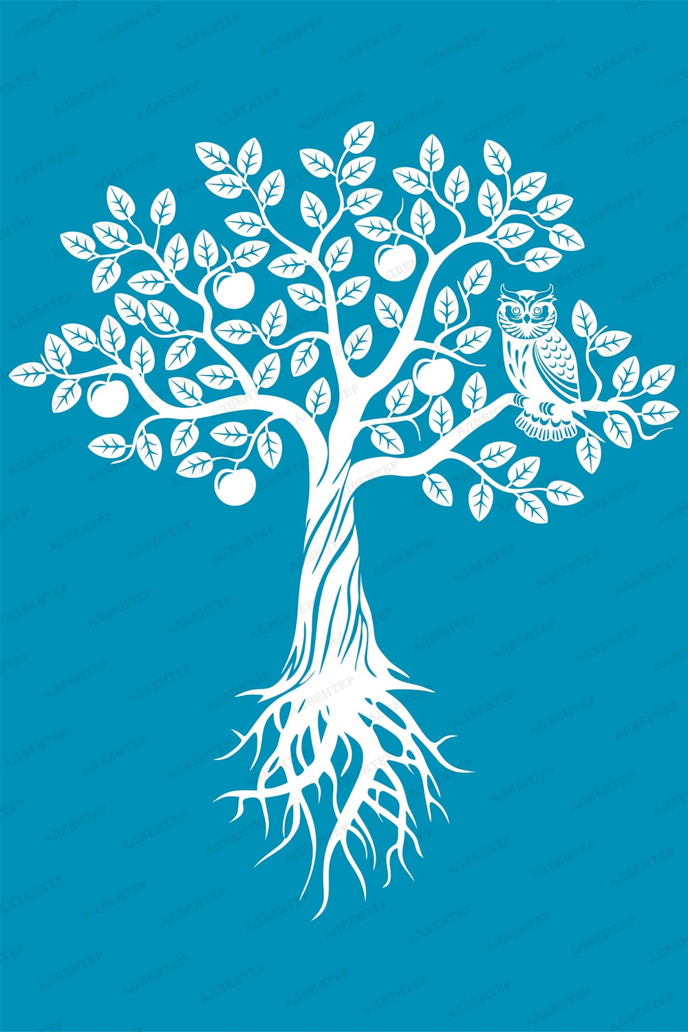 Фотообои Точка роста, голубой фон, белое дерево 146