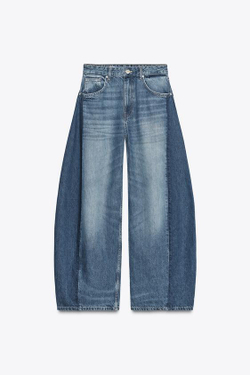 ZARA ДЖИНСЫ BALLOON OVERSIZE TRF С ВЫСОКОЙ ПОСАДКОЙ, МОРСКОЙ СИНИЙ
