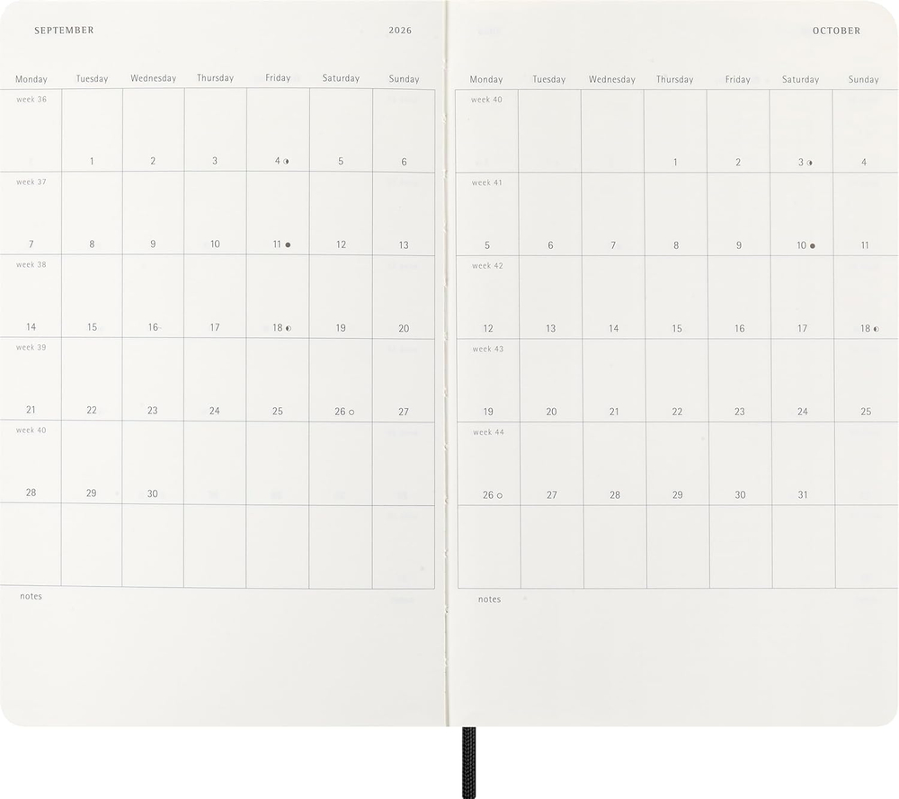 Еженедельник 2026 Moleskine Precious & Ethical MAMBA 13х21см обложка экокожа, черный в подарочной коробке