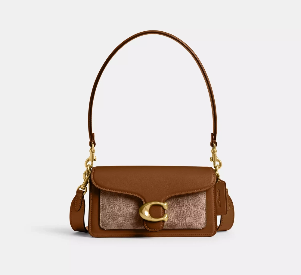 COACH СУМКА ЧЕРЕЗ ПЛЕЧО TABBY 20 ИЗ ФИРМЕННОГО ХОЛСТА, КОРИЧНЕВЫЙ