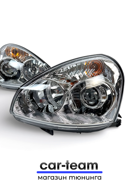 Фары на Лада Приора 2 (21704, 21724) передние с Bi LED модулями 2.5 дюйма, хром маска (под ключ)