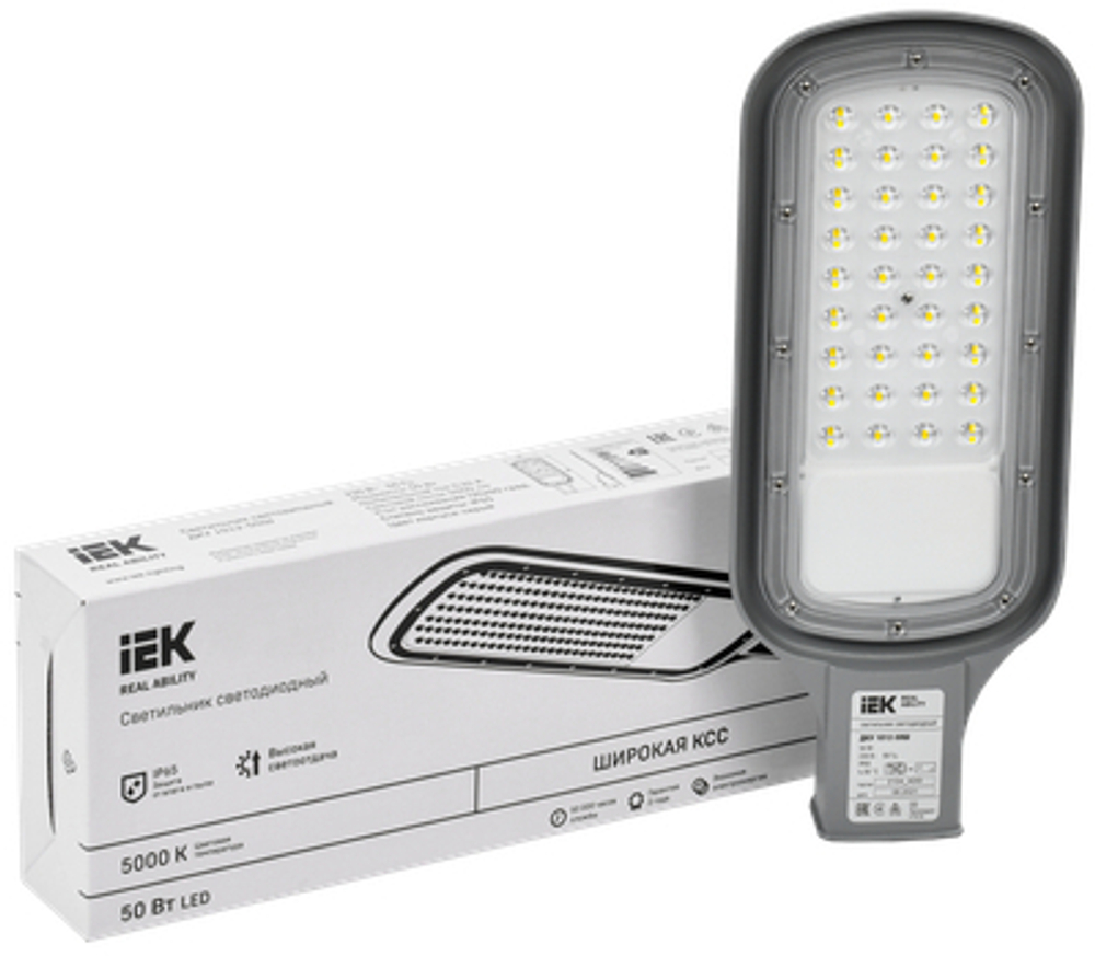 Светильник светодиодный консольный ДКУ 1012-50Ш 5000К IP65 серый IEK
