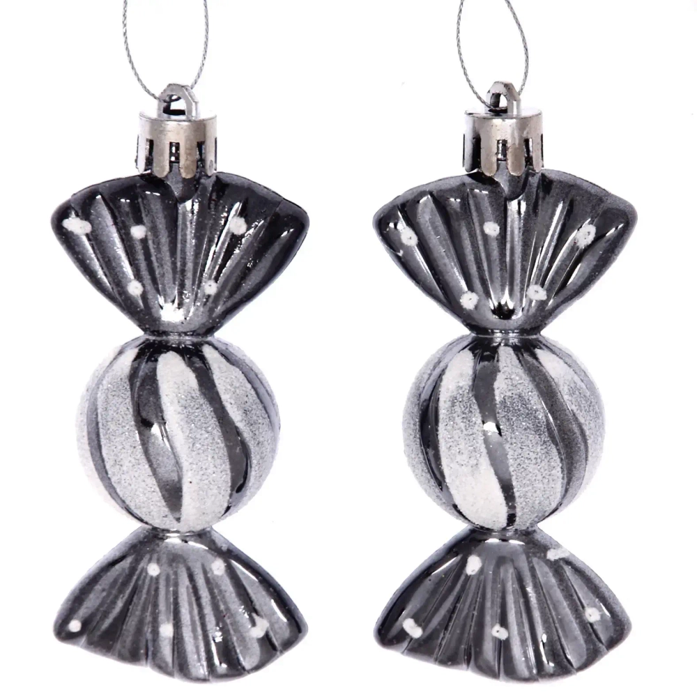 Ёлочные игрушки «Таинственное очарование» Конфетки 8 см (набор 2шт), графит