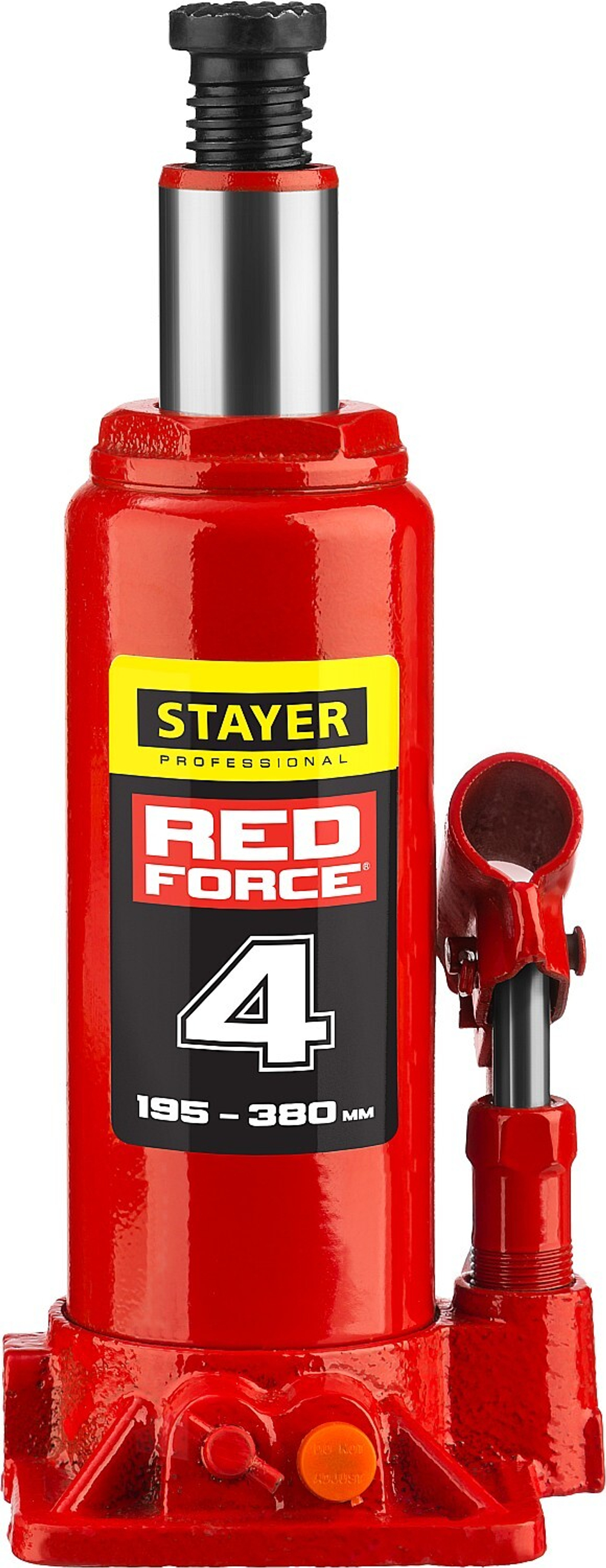 STAYER RED FORCE 4т 195-380мм домкрат бутылочный гидравлический