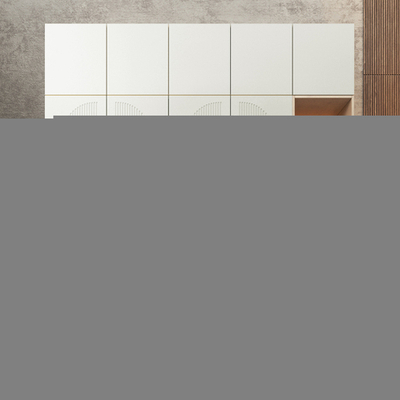 Шкаф Агератум МДФ четырехсекционный с антресолью и стеллажом Лайн керамика (0,27) А10032 матовая - Дуб Сонома 3025  230*60*220