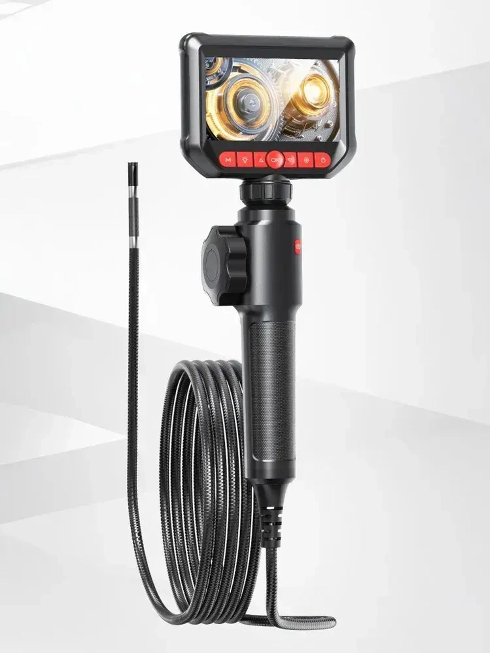 Эндоскоп 360 градусов / для осмотра автомобильного двигателя, канализационной трубы / ручной эндоскоп с дисплеем