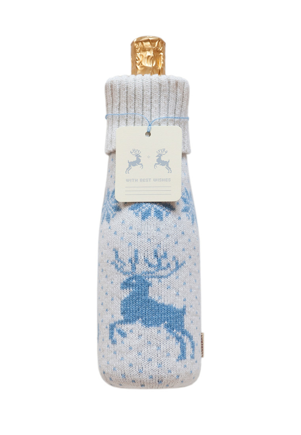 Декоративный чехол на бутылку Luxberry Олень белый-голубой
