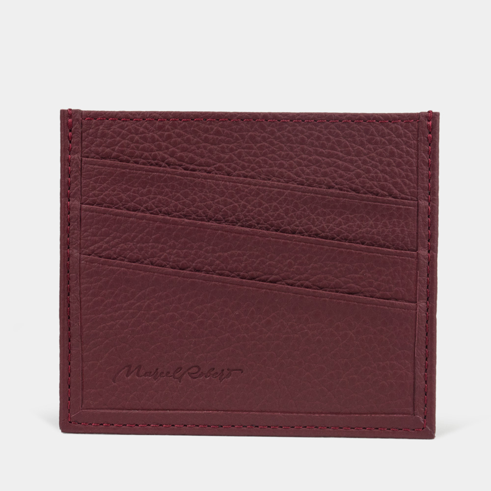 Картхолдер-визитница Carte из кожи теленка бордового цвета