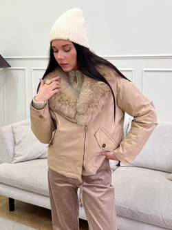 Парка Extra Lux с натуральным мехом бежевый