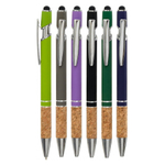 Ручка шариковая, автоматическая, Basir, синие чернила, металлическая, 6 цветов корпуса с пробковым держателем, 12 шт