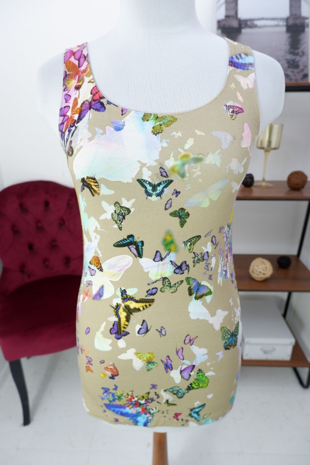 Топ с цветочным принтом 40 размер