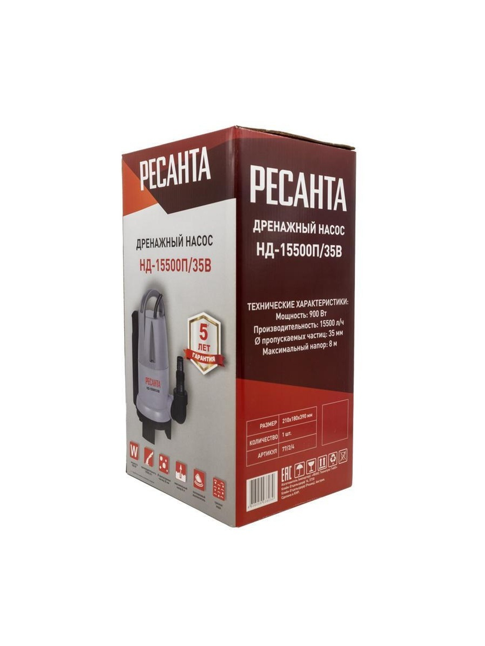Насос дренажный НД-15500П/35B Ресанта 77/2/4