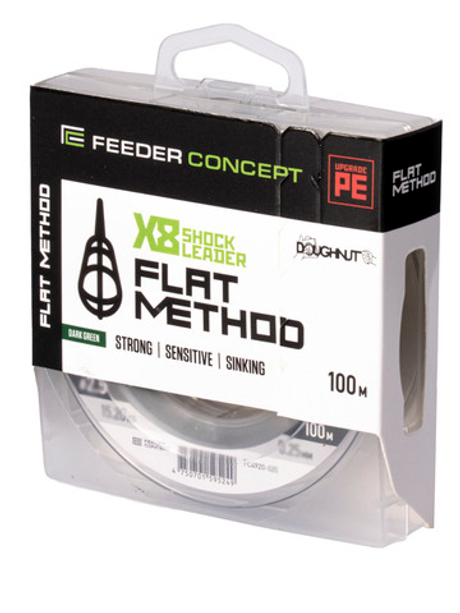 Шок-лидер плетёный Feeder Concept Flat Method х8 SHOCK LEADER Dark Green 100/025