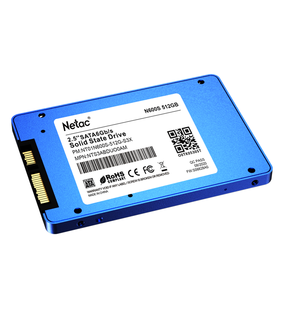 Ssd накопитель Netac SSD N600S 512GB 2.5 SATAIII 3D NAND, 7mm, R/W up to 540/490MB/s, TBW 280TB, 5y wty