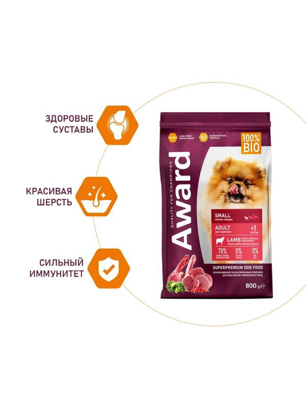 Сухой корм для взрослых собак мелких и миниатюрных пород. Ягненок и брокколи