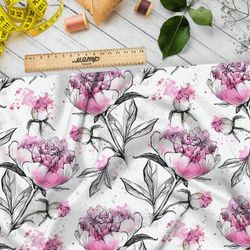 Ткань саржа живописные цветы