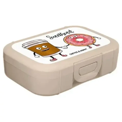 Ланч-бокс детский 0,85л с декором (бежевый) Десерты