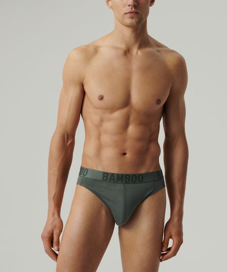 Мужские трусы (3шт) слипы спорт Atlantic 3MP-199, бамбук, светлый хаки + черный + бежевый