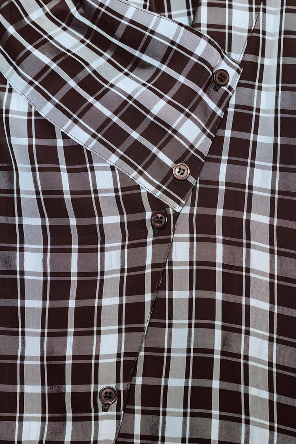 ZARA РУБАШКА В КЛЕТКУ С ЗАПАХОМ, КОРИЧНЕВО-СИНИЙ