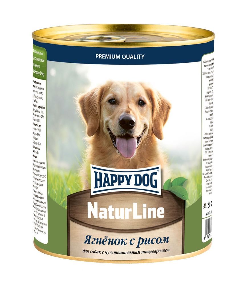 Консервы Happy Dog Natur Line для взрослых собак всех пород с ягненком и рисом 970 г