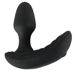 Черный вибростимулятор простаты Butt Plug с функцией расширения - 10,7 см. (Цвет: черный)