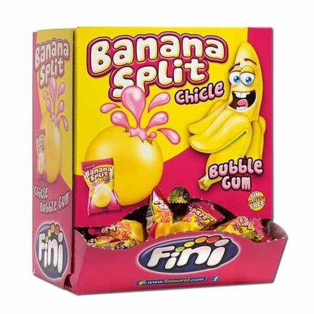 Жев.резинка 200шт 5гр банановая с клубничной начинкой "Фини Банана Сплит"