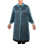 Халат одноразовый голубой на кнопках КОМПЛЕКТ 10 шт., XL, 52-54 размер, 110 см, рукав на резинке, 25 г/м2, СНАБЛАЙН