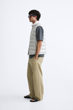 ZARA СТЕГАНЫЙ ЖИЛЕТ, СЕРЫЙ