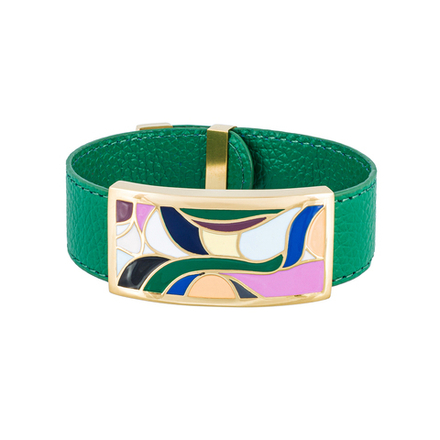 Браслет Fiore Luna на зеленом кожаном ремешке CB13600-17