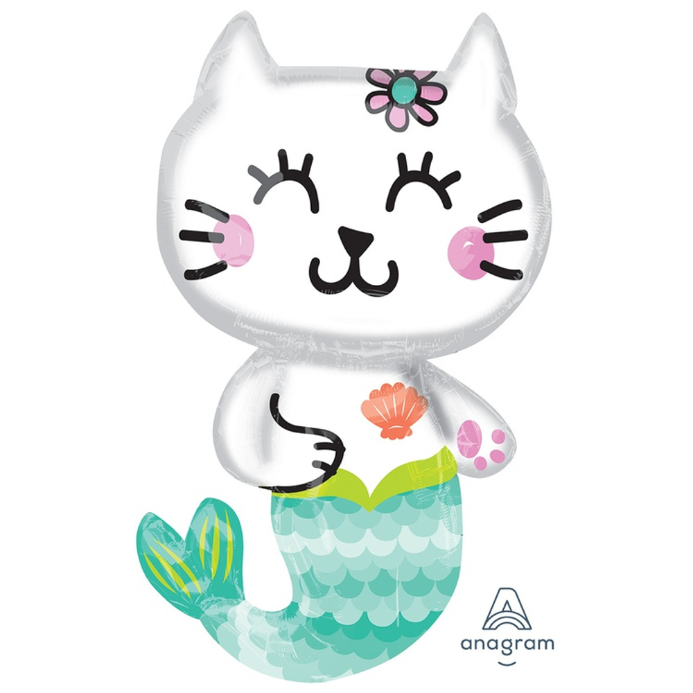 Шар Фольгированный Кошка-русалка (Белый)