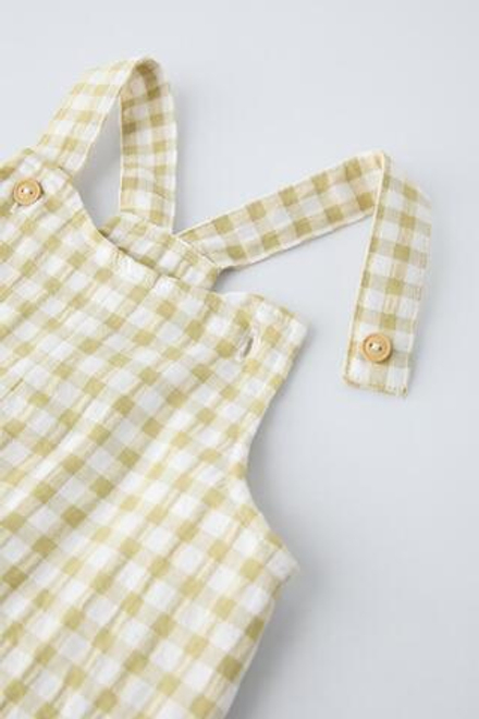 ZARA КОМБИНЕЗОН В КЛЕТКУ ВИШИ, ЛАЙМОВЫЙ