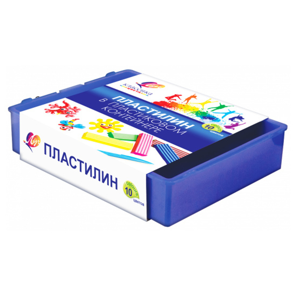 Пластилин, 10 цветов, 200 гр, стек, пластиковая коробка в картонном чехле, Классика, Луч, 20С 1345-08
