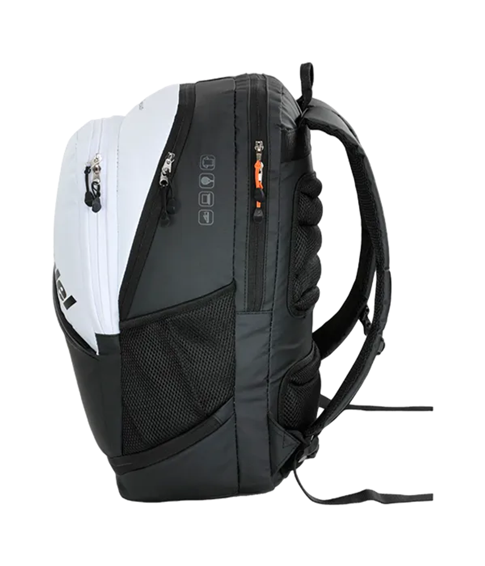 Рюкзак для падел Bullpadel Hack Black-White 2025 Paquito Navarro, термокарманы и вентиляция