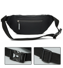 Сумка на пояс мужская через плечо на плечо поясная для документов спортивная, черная