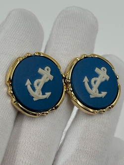 Запонки синие с якорями Wedgwood