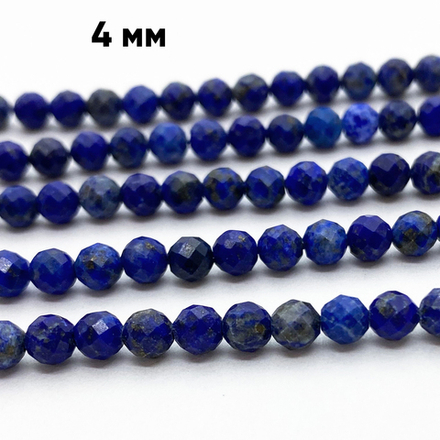 Лазурит граненый бусины, диаметр около 4,2-4,4 мм, цена за отрезок 19 см (1/2 нити)
