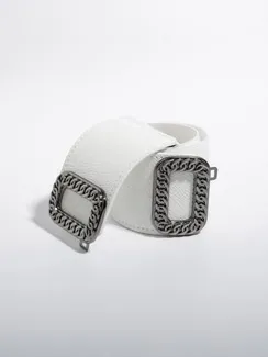 Ремень женский, ширина 6 см, пряжка металл, цвет белый