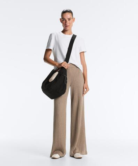 OYSHO Прямые брюки из ребристого трикотажа, темно-серый