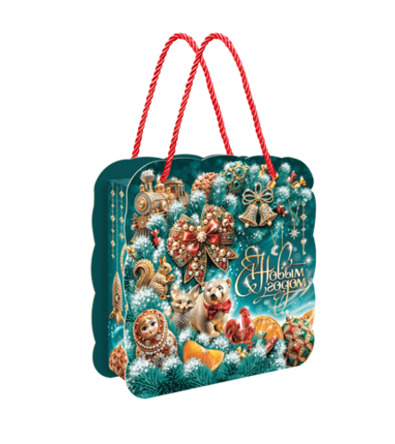 Сладкий новогодний подарок "Малахитовая шкатулка" 850гр